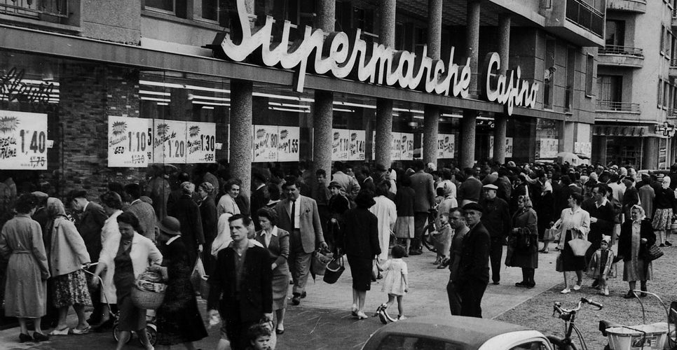 1960-supermarché-1er-Grenoble-1250×500 La grande distribution